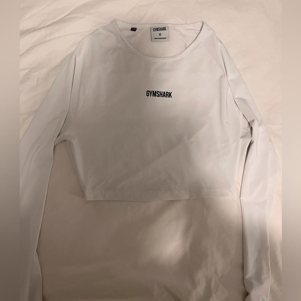 Gymshark Women's Cropped Long Sleeve White Tee